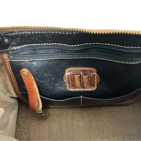 Brahmin Tuscan Black/Brown Croc Embossed Leather Handbag Crossbody Strap Vintage - Picture 14 of 15